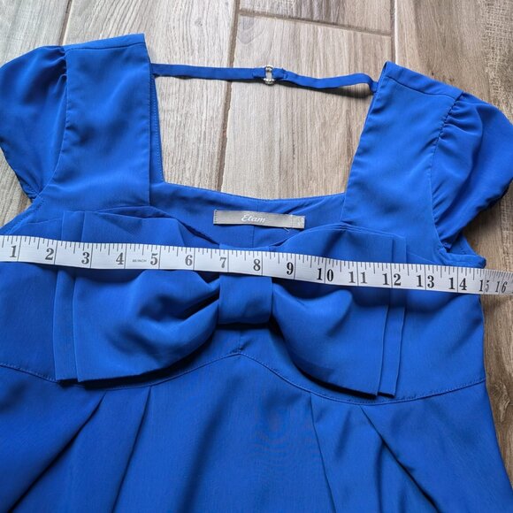 Etam Women’s Blue Bow Front Dress Size 160/80A Small Cap Sleeve Cocktail - Picture 7 of 7